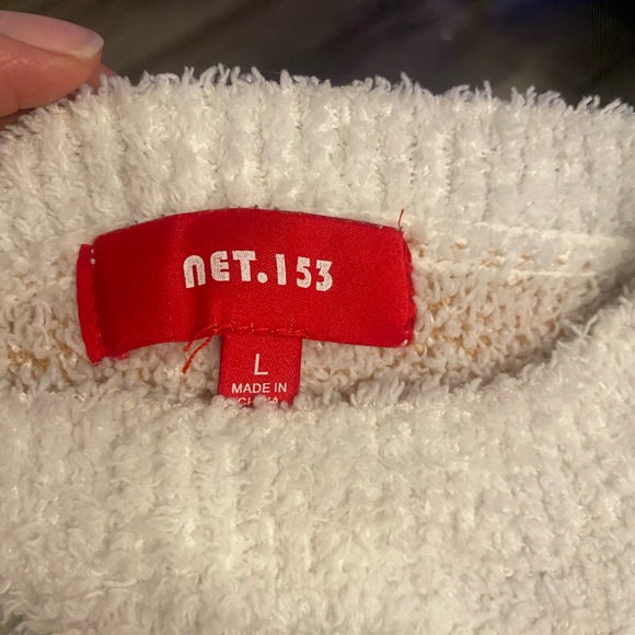 White Brown Flowers Fuzy Womens Sweater size large - Picture 4 of 4